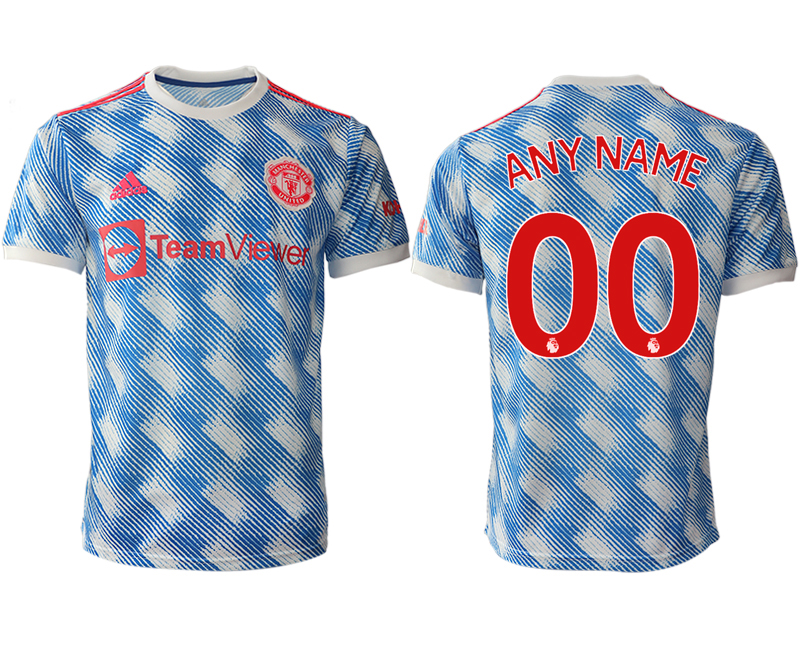 Men 2021-2022 Club Manchester United away aaa version blue customized Soccer Jersey->customized soccer jersey->Custom Jersey